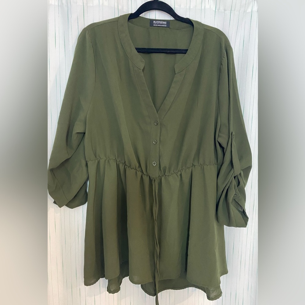 BloomChic Olive Button-Up Tunic